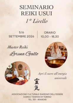 Seminario Reiki Primo Livello Settembre 2026