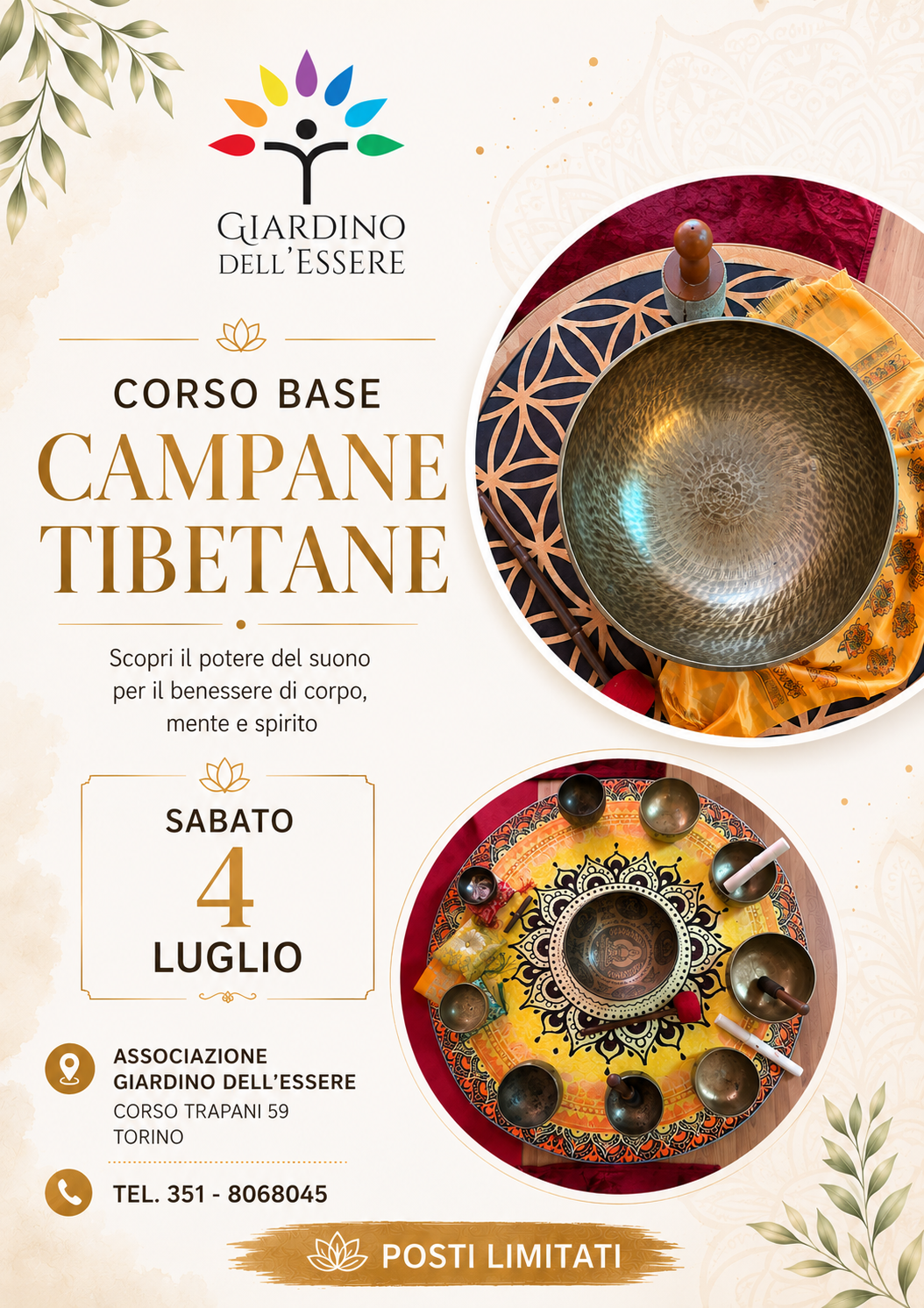 Corso base campane tibetane e massaggio sonoro Luglio 2026